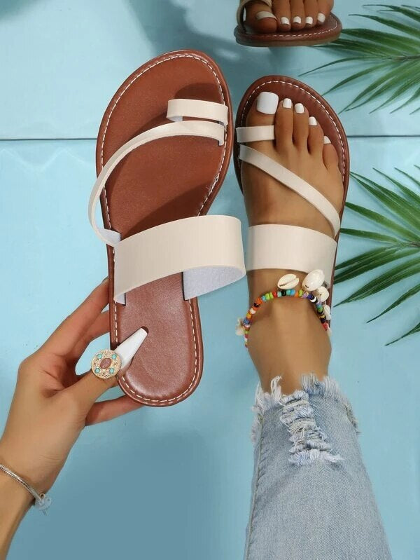 Sandalias planas color liso