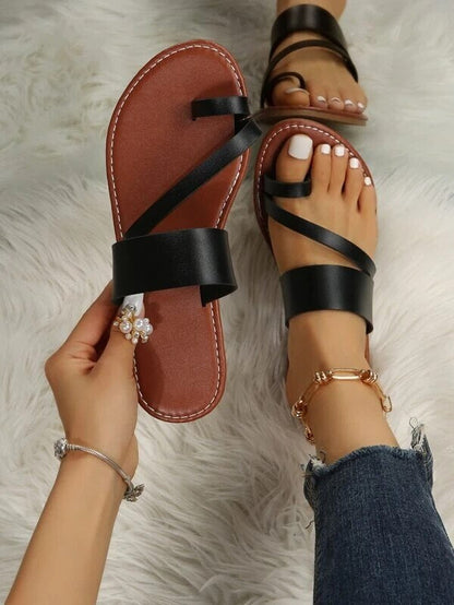 Sandalias planas color liso