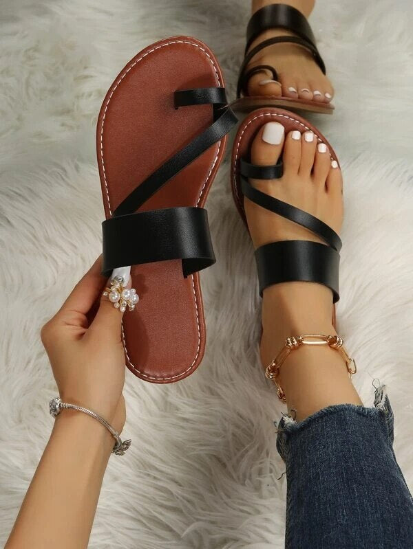 Sandalias planas color liso