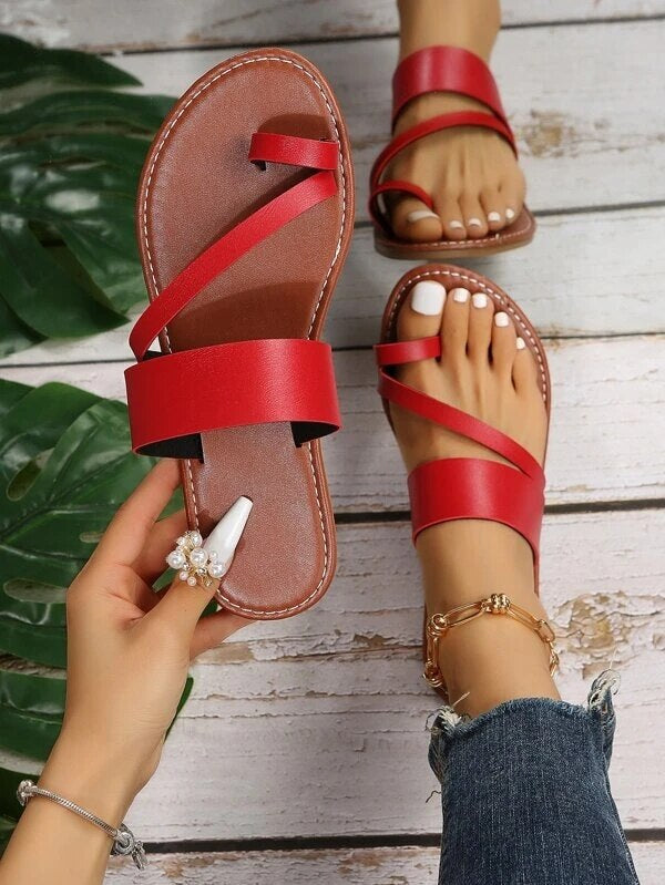 Sandalias planas color liso