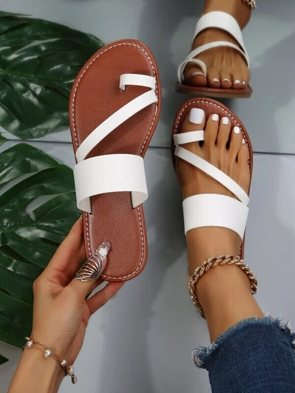Sandalias planas color liso